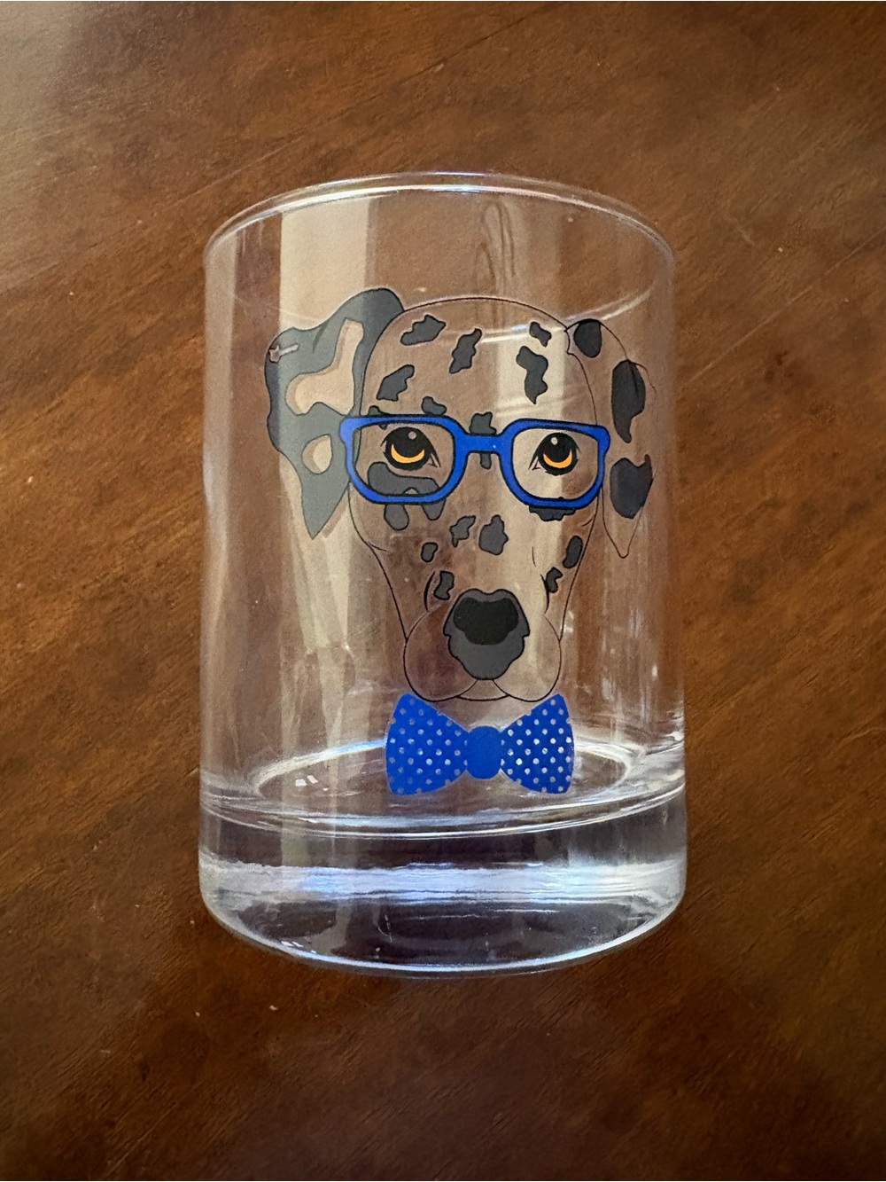 Clear Glass Set of Two 12-Ounce Glasses with Blue-Accented Dog Design